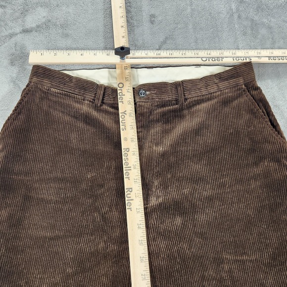 Polo Ralph Lauren Corduroy Pants Mens 35x32 Brown Flat Front Wide Wale Chino - Picture 13 of 16